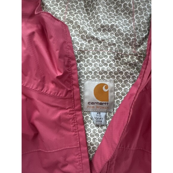 Carhartt Lightweight Nylon Rain Jacket Pink Mauve Women's XS Full Zip Hood - Picture 5 of 9
